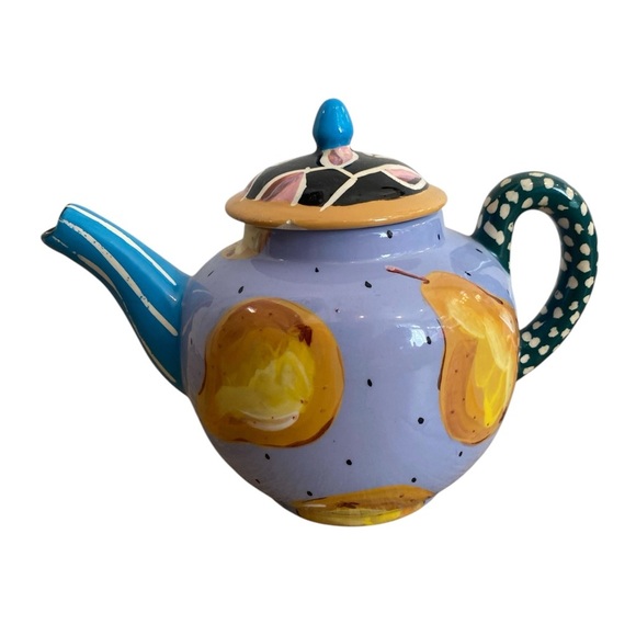Droll Designs Abstract Painted Teapot Pear design - Picture 1 of 8